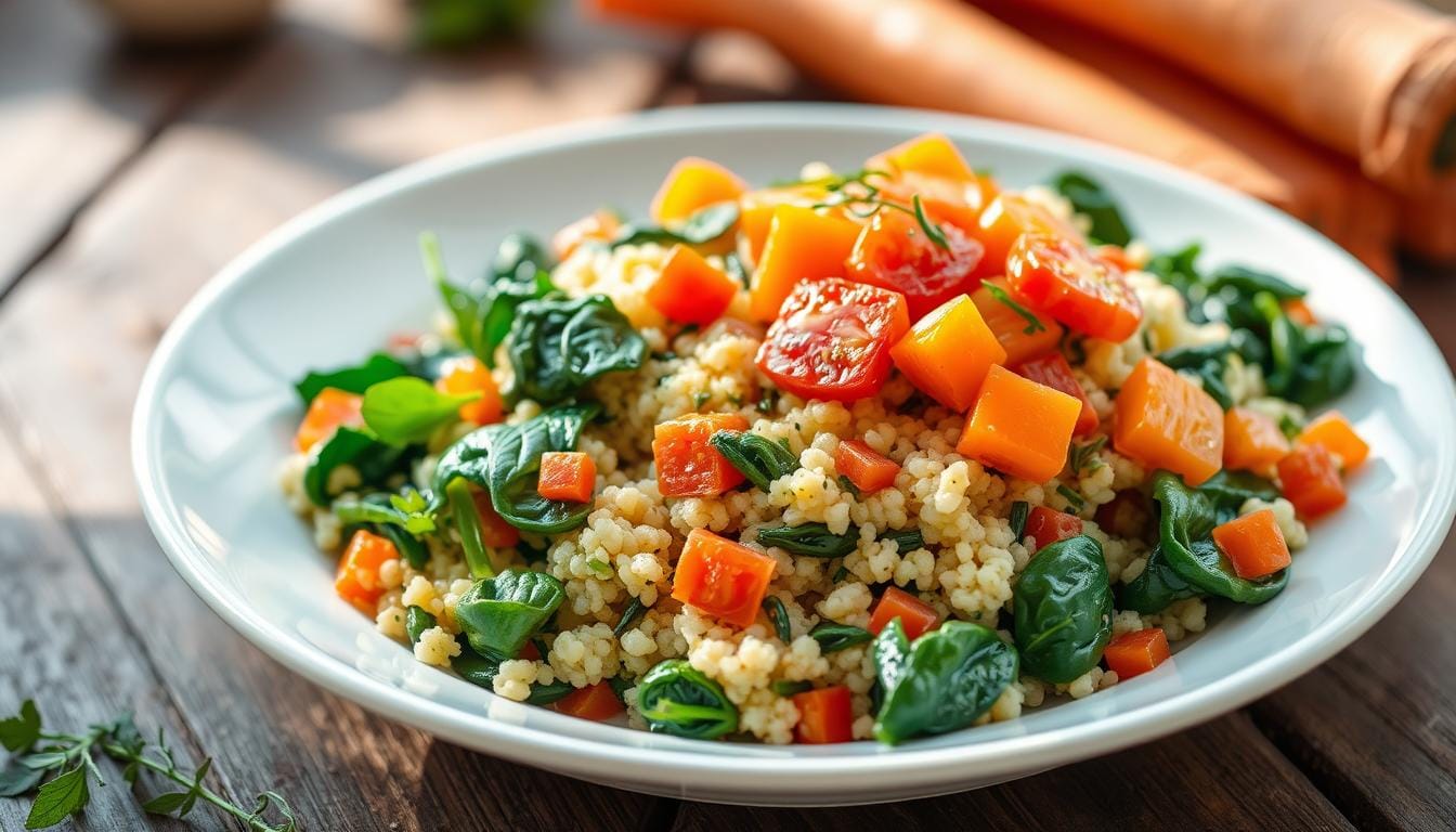 carrot and spinach recipes with couscous and tomatoes​